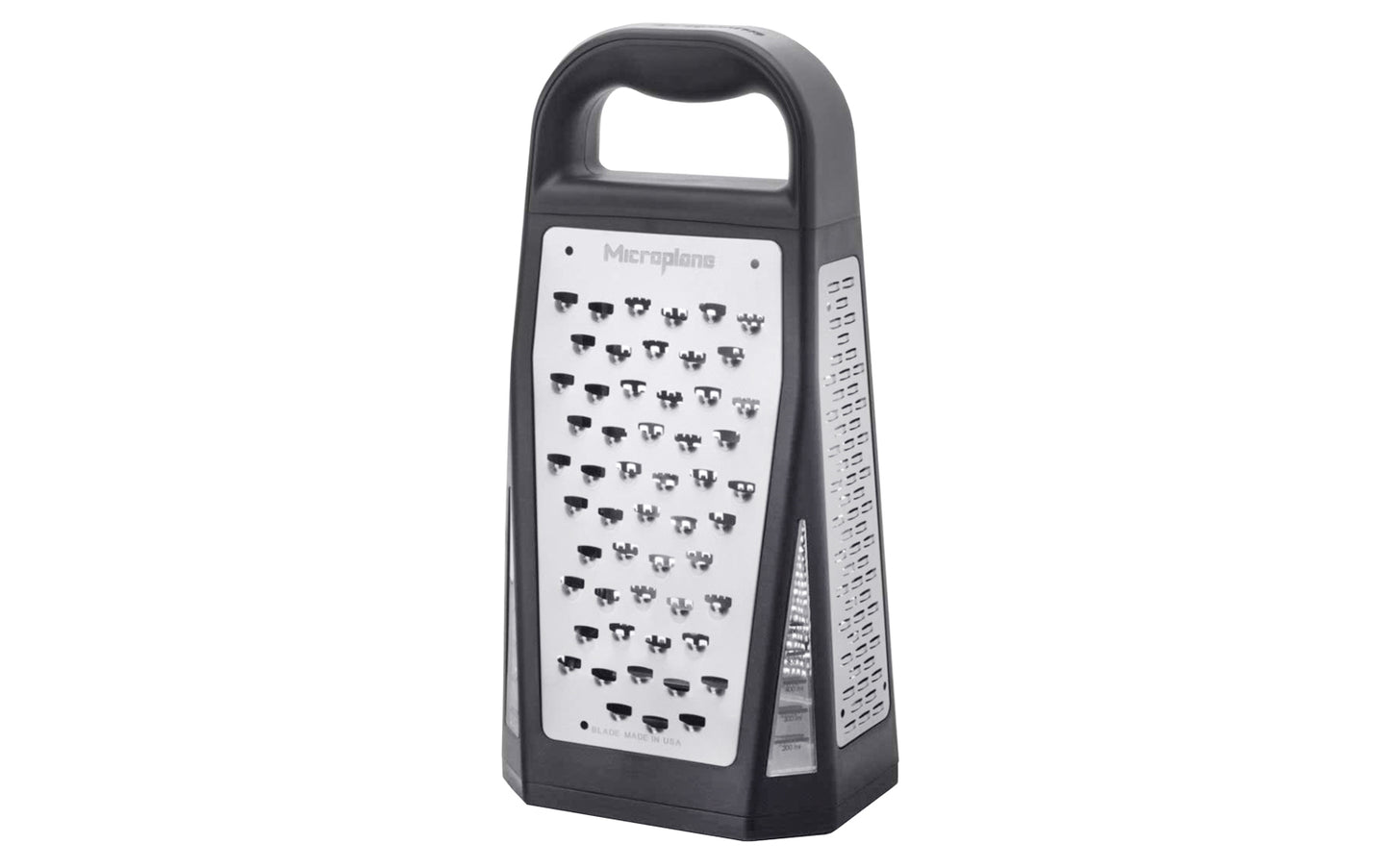 Made in USA - Blades made in USA - Elite Five Blade Grater - Microplane blade styles: Fine, Coarse, Ribbon, Ultra Coarse, Shaver - Box Grater - Model 34009 - Slicing - Grating - Shaving - 5 Blade Grater - Box Grater - 098399340098 - Non-slip hand grip - Dishwasher safe - Razor-sharp blades made from stainless steel