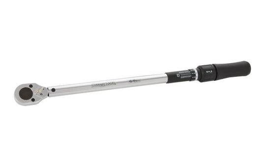 Channellock 1/2" DR Micrometer Torque Wrench. Audible click & feel notification. Locking set nut. Reversible. Meets or exceeds Federal Specifications GGG-W-00686C for torque. Torque range:  50 - 250 Ft./Lb. Model 351513.  009326326399