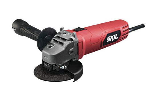 Skil 4-1/2" 6-Amp Angle Grinder. Model 9295-01. Ball & roller bearing construction. 2-position angled side handle. 5/8" x 11 spindle with convenient spindle lock. 6.0A motor. Slide switch with lock-on feature. Durable metal gear housing. Quick release tool-free guard. Includes 4-1/2" metal grinding wheel, side handle, flange set, & spanner wrench.  