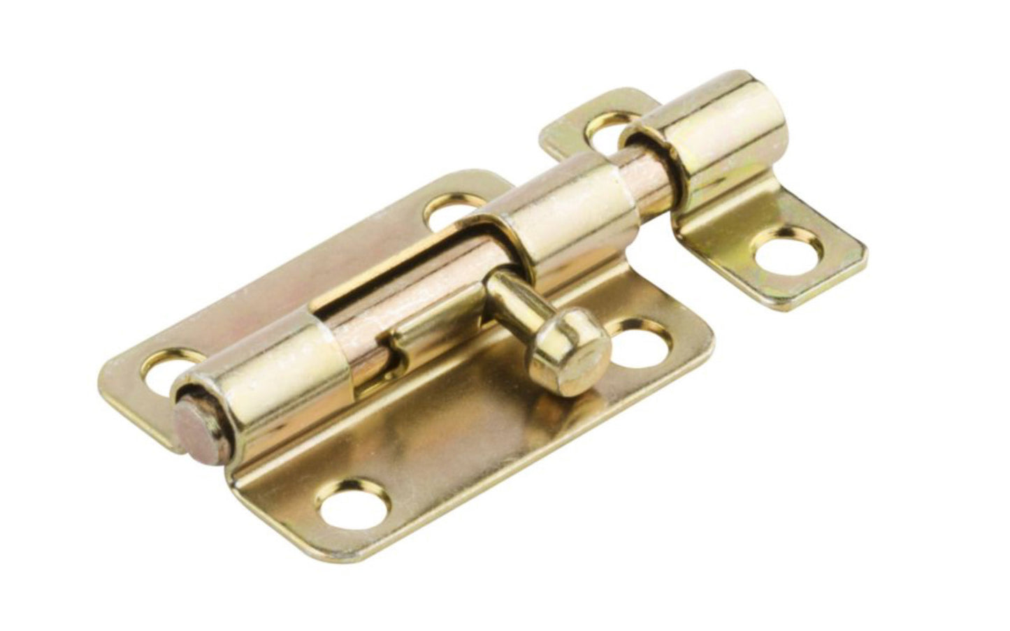 3" Brass-Plated Finish Barrel Bolt is designed for security applications on lightweight doors, chests, & cabinets. Use on vertical, horizontal, left or right hand applications. Includes six satin brass phillips screws. 3" width x 1-1/2" height. National Hardware Model No. N151-589.  