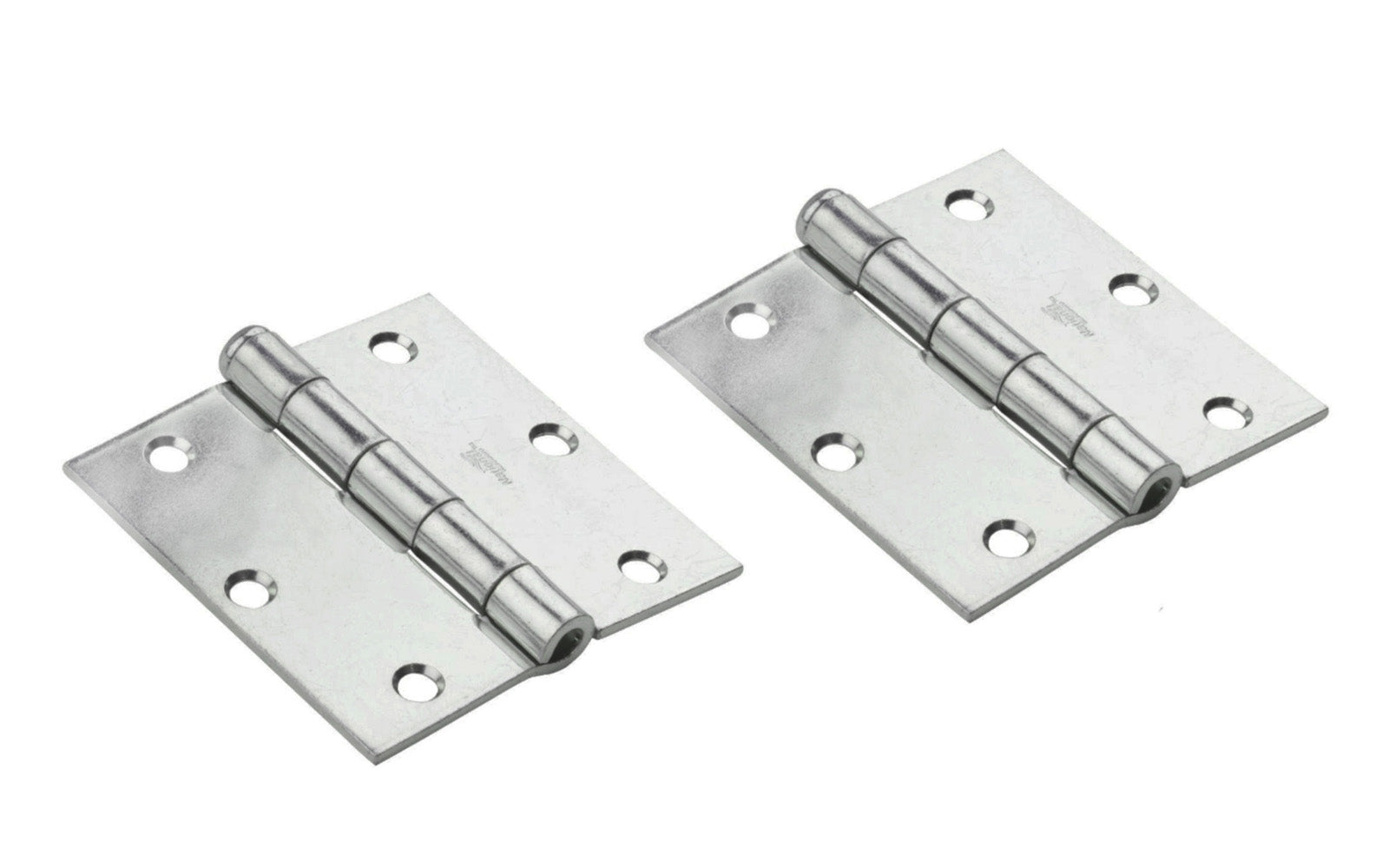 3" Zinc-Plated Steel Door Hinges - 2 Pack. removable pin broad hinge is designed for general utility & industrial applications. Hinges are swaged for mortise installations. Loose pin allows doors to be removed without taking off hinges. Sold as two hinges in pack.  National Hardware Model No. N195-651. 038613195653