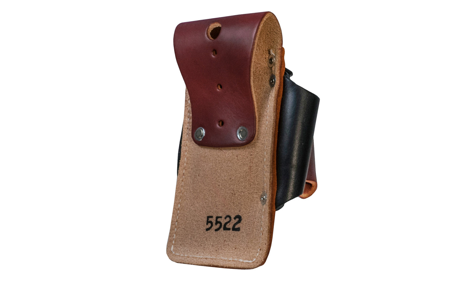 Made in USA - Occidental Leather 4-in-1 holder provides 4x the tool capacity in the space of one holder. Holders for tape, lumber crayon or screw driver, pencil - Riveted - Hammer Holster - Hand Made - 759244305807 - 4-in-1 Tool Holder Holster - Model 5522 - Fits up to a 3" work belt - Made of sturdy genuine leather