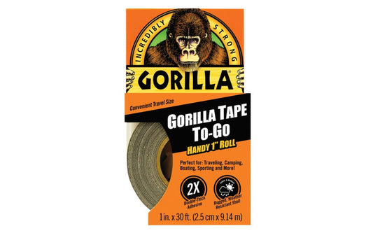Gorilla Tape Roll, Black - 1" x 10 Yards is made with double-thick adhesive, strong reinforced backing. This duct tape is great for projects & repairs both indoors & out. Gorilla tape sticks to smooth, rough & uneven surfaces, including wood, stone, stucco, brick, metal & vinyl. 052427610010