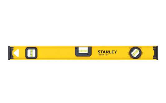 Stanley Tools - Model No. 42-324 ~ 24" Stanley "I-Beam 180" level features a unique 180° rotating vial to accurately measure any angle. Made from heavy-duty aluminum, the I-Beam level provides rigidity & accuracy that lasts. Top read window for easy readability & reference measurements printed directly on the level
