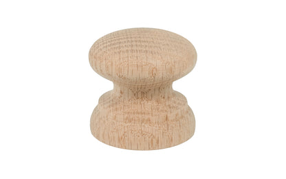 A classic and traditional oak wood round cabinet knob with a large pedestal shaped base. Made of unfinished oak wood. These knobs may be stained, painted, or varnished if desired. Oak Wood Cabinet Knob with Large Base. 1-3/4" diameter knob.