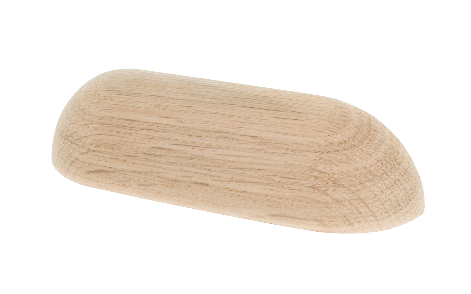 Classic & traditional smooth oak wood handle pull with 3-3/4" On Centers. Made of unfinished solid oak wood, this handle has a smooth feel & nice-looking grain to it. It may even be stained, painted, or varnished if desired. 3-3/4" spacing of screw holes ~ Smooth design ~ Solid oak pull.