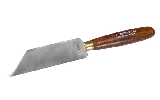Made in USA · C.S. Osborne Model No. 469-B - A quality USA-made skiving knife made by C.S. Osborne. Made of high carbon steel with a brass plated ferrule & hardwood handle. 1-3/4" blade width - 9-1/8" overall length - CS Osborne Leather working knife - Leather Knife - Left Hand Skiving Knife - Left Handed Knife ~ 096685600840