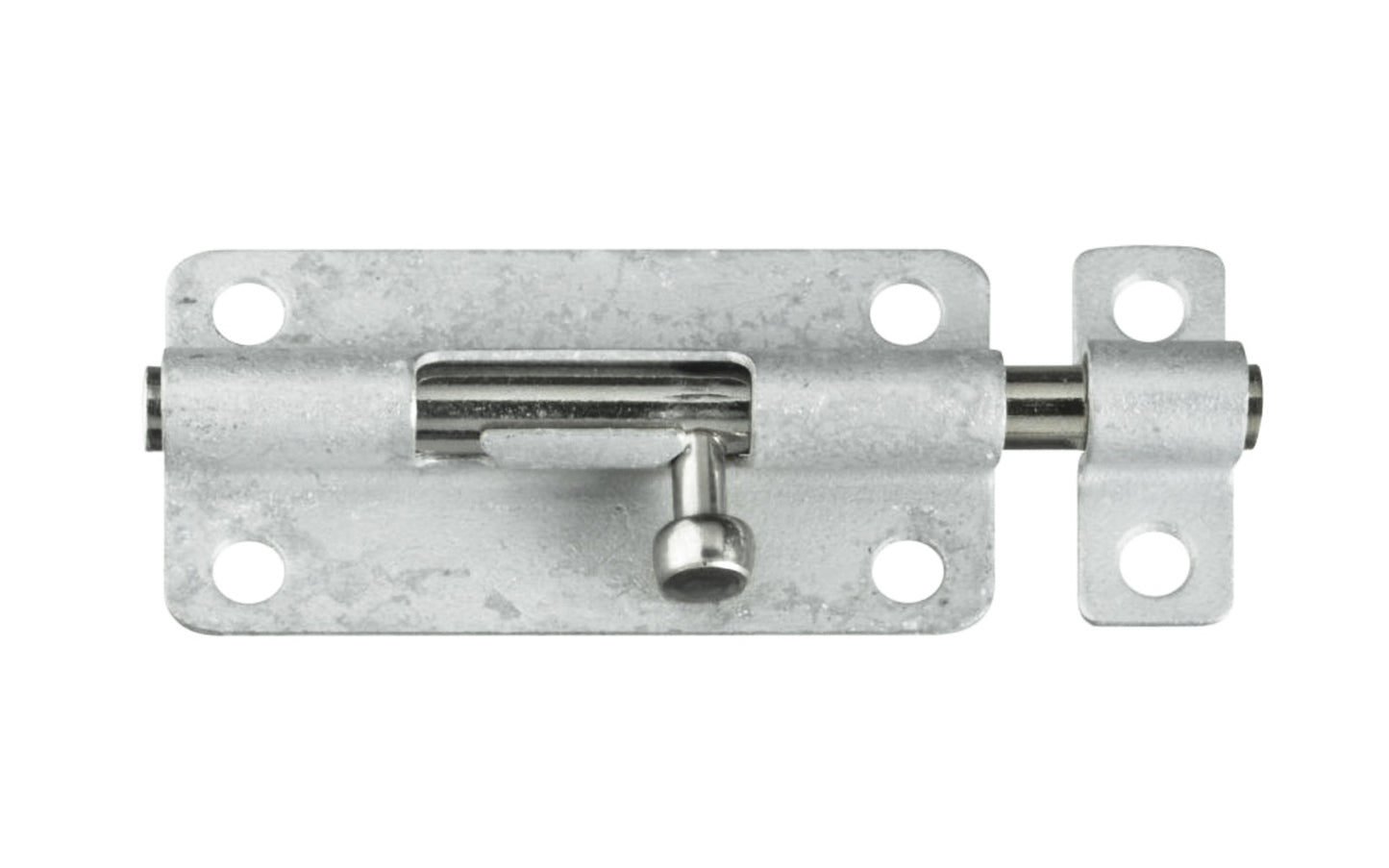 4" Galvanized Barrel Bolt is designed for security applications on lightweight doors, chests, & cabinets. Use on vertical, horizontal, left or right hand applications. Coated to withstand harsh weather conditions & prevent corrosion. 4" width x 1-1/2" height. National Hardware Model No. N151-894. 038613151895