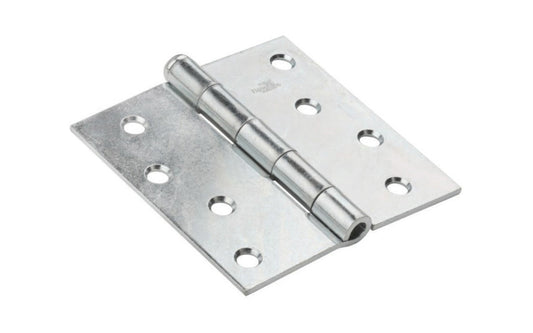 4" Zinc-Plated Steel Door Hinge. removable pin broad hinge is designed for general utility & industrial applications. These hinges are swaged for mortise installations. Loose pin allows doors to be removed without taking off hinges. Sold as one hinge in pack.  National Hardware Model No. N195-677. 038613195677