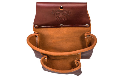 Occidental Leather Double Pouch ~ 5023B - Model 5023 B - Fits a 3" work belt - Pouch - Utility Bag - Made of genuine leather - Made in USA - Double Leather Bag - Tool Bag - 759244007701 - Compact plain bag with an outer bag, no tool holders inside or out - Occidental 2-pocket bag - Two Pockets - Double Pocket - 2-pouch