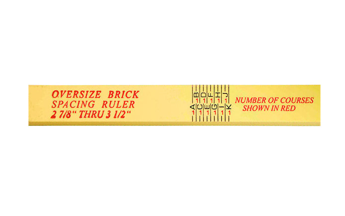 Rhino Rulers 6' Oversized Brick Spacing Fiberlass Folding Ruler measures 1/2" x 6' Brick Spacing scale on one side, & Ft/In/16ths on the other. Made of tough polyamide reinforced with fiberglass for durability. Easy to read black-on-yellow markings & red 16" stud marks. Model 55115. 727659551157.  Made in Switzerland