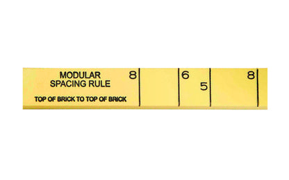 Rhino Rulers 6' Modular Brick Spacing Fiberglass Folding Ruler measures 1/2" x 6' Brick Spacing scale on one side, & Ft/In/16ths on the other. Made of tough polyamide reinforced with fiberglass for durability. Easy to read black-on-yellow markings & red 16" stud marks. Model 55120. 727659551201.  Made in Switzerland