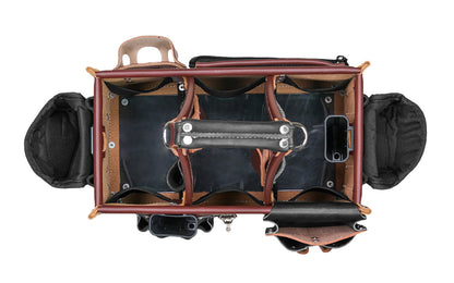 Occidental Leather "Stronghold" Master Carpenter Case - Model No. 5588 - Features main 3 compartments with 45 pockets & tool holders. A generous zipper bag on side for driver bits, small items, Holster for a rafter square. All leather main body for quality & durability. 8-1/2" x 15-1/2" x 8".  759244297706  Made in USA
