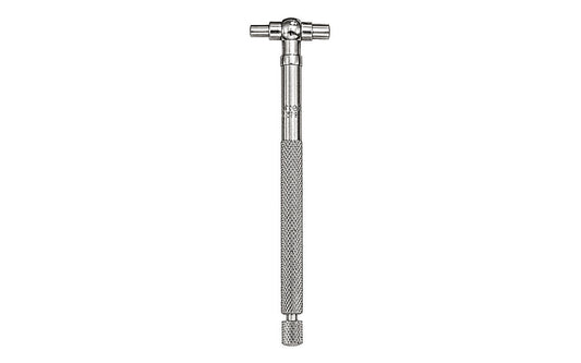 Starrett 579 Telescoping Gage is used for determining the true size of holes, slots, and recesses. The ends of both contacts are hardened and ground to a radius to allow proper clearance on the smallest hole the gage will enter. Model 579B. Range: 1/2" to 3/4" (13-19mm)