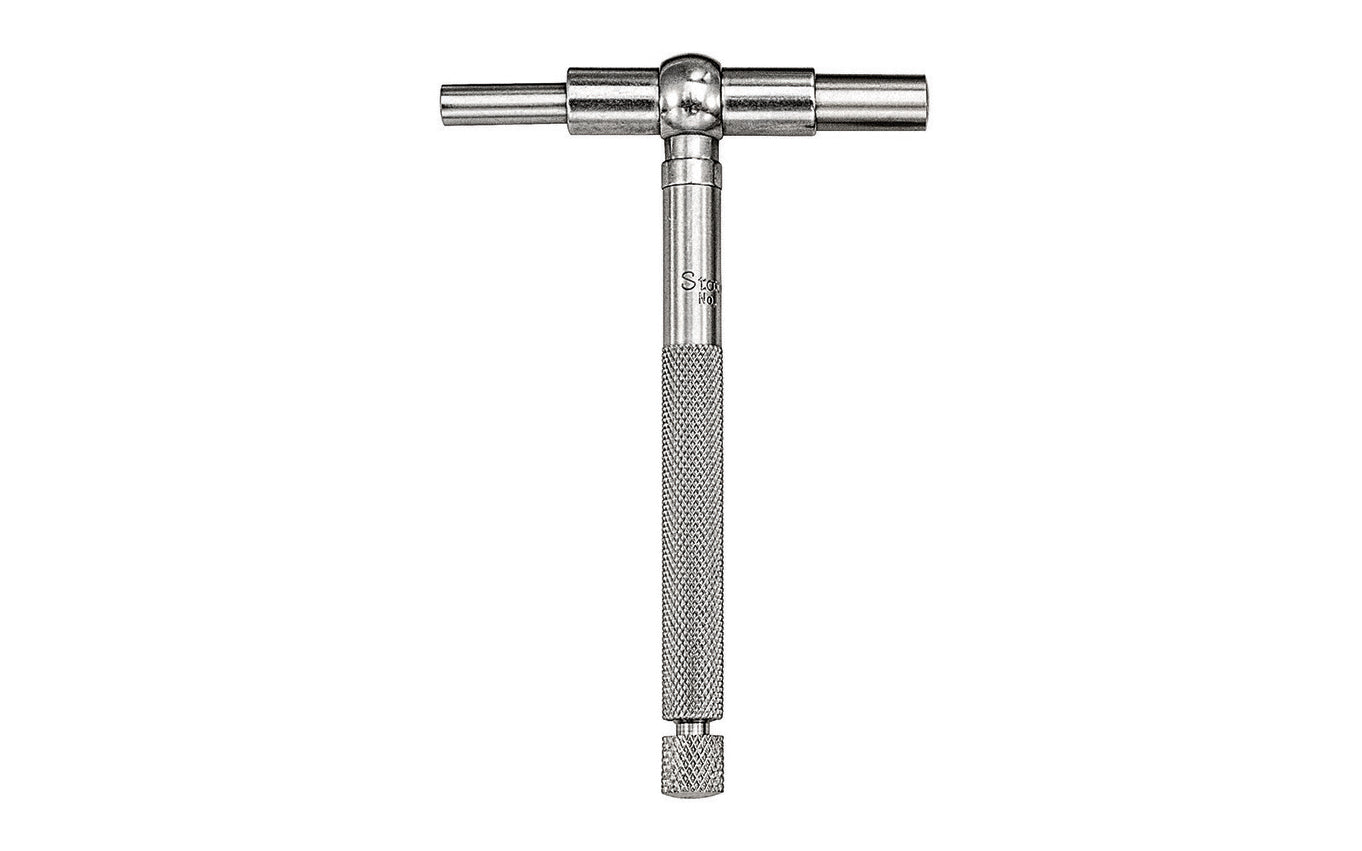 Starrett 579 Telescoping Gage is used for determining the true size of holes, slots, and recesses. The ends of both contacts are hardened and ground to a radius to allow proper clearance on the smallest hole the gage will enter. Model 579D. Range: 1-1/4" to 2-1/8" (32-54mm).