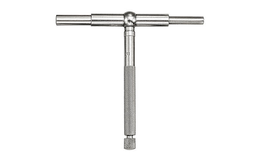 Starrett 579 Telescoping Gage is used for determining the true size of holes, slots, and recesses. The ends of both contacts are hardened and ground to a radius to allow proper clearance on the smallest hole the gage will enter. Model 579E. Range: 2-1/8" to 3-1/2" (54-89mm).
