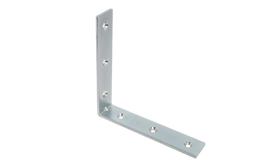 These 6" Zinc-Plated Corner Braces are designed for furniture, cabinets, shelving support, etc. Allows for quick & easy repair of items in the workshop, home, & other applications. Steel material with a zinc plated finish. Countersunk holes. 