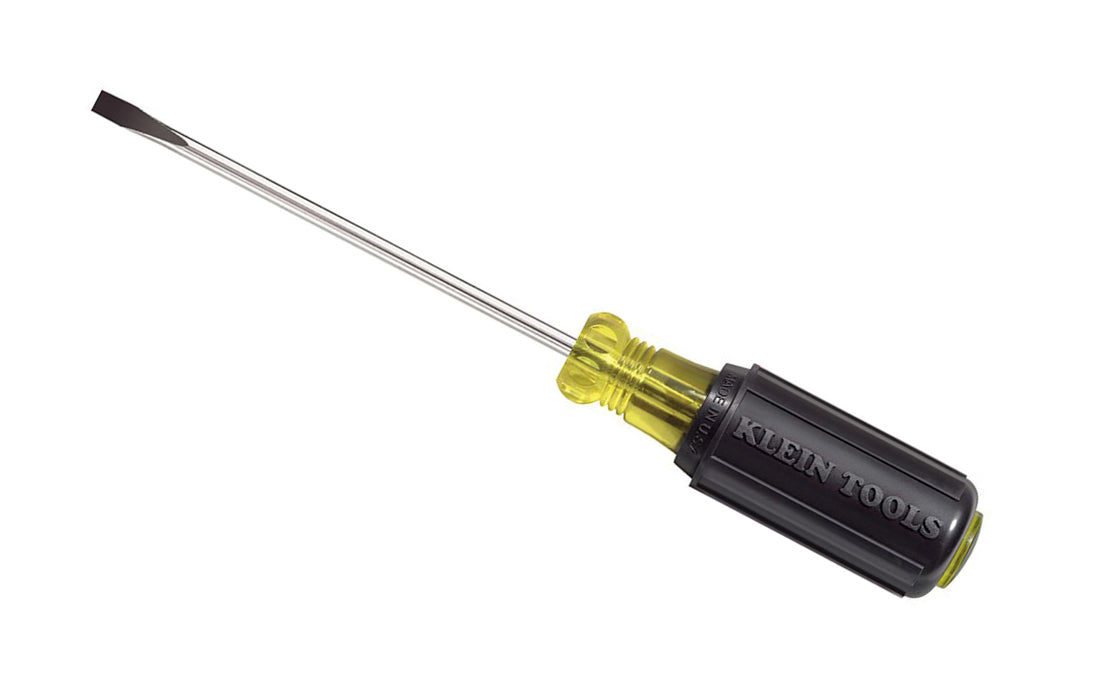 Klein's 3/16" Cabinet Tip Screwdriver 601-4 features a narrow cabinet tip to make tight spaces easily acceptable. This Cushion-Grip Handle Screwdriver offers the comfort and torque needed for all day work. Klein Tools Slotted Screwdriver. Made in USA. Klein Cabinet-Tip Screwdriver. 092644850127. Narrow Tip