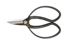 These Japanese Satsuki Hasami Shears are high quality snips for Bonsai, bud cutting, floral thinning, & other multi-purpose outdoor garden work. Made of high carbon steel, the cutting edges are sharp & cut nicely. Large handles for a good grip. Works excellent for thinning & defoliating Bonsai. Made in Japan.