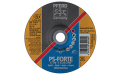 High quality 7" Grinding Wheel made by Pferd in Germany. Model 61004. Designed for steel & stainless steels, but also suitable for cast iron grinding. General purpose grinding with high stock removal rate. Fast cutting action. 7" diameter. 7/8" arbor hole. 1/4" thickness of blade. 4007220640999. Made in Germany.