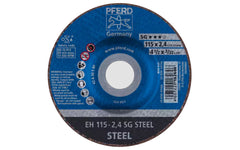 High quality 4-1/2" Cut-Off Wheel made by Pferd in Germany. Model 63103. Designed for steel, cutting of sheet metal, sections, cutting solid material. Fast cutting action. 4-1/2" diameter. 7/8" Arbor. 3/32" thickness of blade. 4007220162606. Made in Germany.