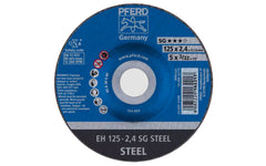 High quality 5" Cut-Off Wheel made by Pferd in Germany. Model 63105. Designed for steel, cutting of sheet metal, sections, cutting solid material. Fast cutting action. 5" diameter. 7/8" Arbor. 3/32" thickness of blade. 4007220162217. Made in Germany.