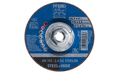 High quality 4-1/2" Cut-Off Wheel made by Pferd in Germany. Model 63212. Designed for steel & stainless steels & suitable for non-ferrous metals. Can use on super alloys such as Inconel & Monel. Fast cutting action. 4-1/2" diameter. 5/8-11 Threaded hub. 3/32" thickness of blade. 4007220162613. Made in Germany.