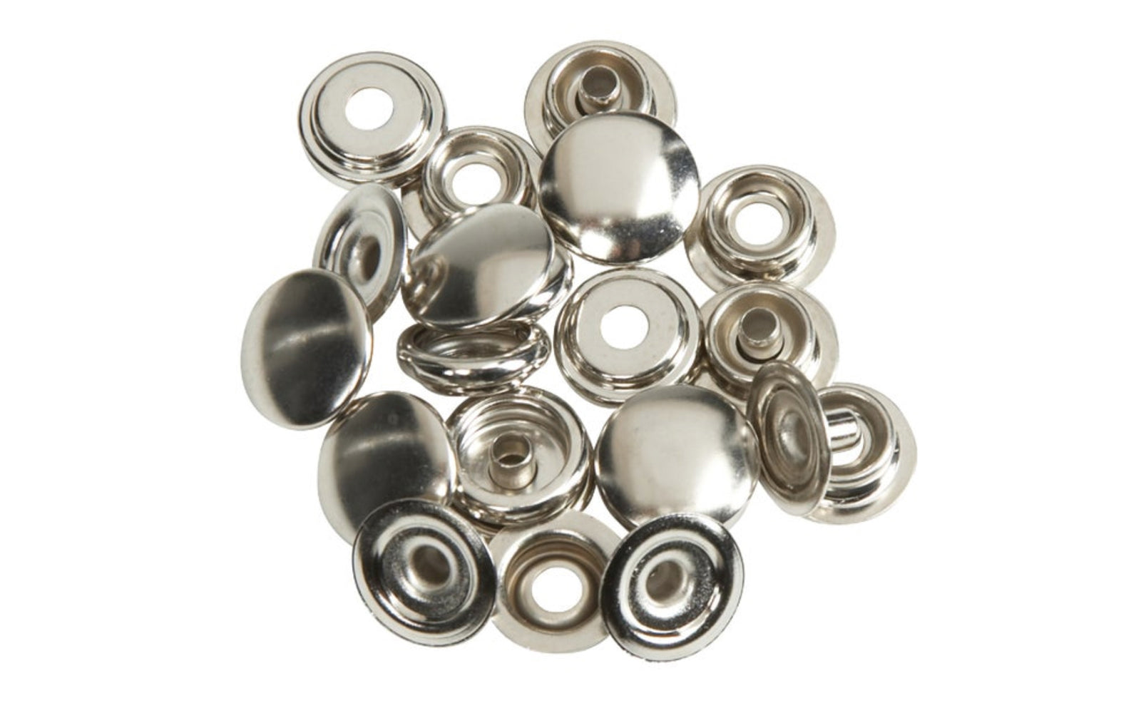 Lord & Hodge Fabric to Fabric Snap Fastener Refills. Six snap sets in pack. Replace broken or torn out snap fasteners. Snaps are nickel-plated brass. Good for fabric, canvas, etc. Made by Lord and Hodge, Inc. Model 1100A. 085301110092. Made in USA. 