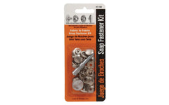 Lord & Hodge Fabric to Fabric Snap Fastener Kit. Replace broken or torn out snap fasteners. Each kit contains 6 sets of snap fasteners, the flaring tool and setting base. Snaps are nickel-plated. Made by Lord & Hodge, Inc.   Made in USA.