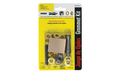 Lord & Hodge 5/16" Brass Grommet Kit for replacement or repairs in canvas or plastic. Instructions included. Tools with kit: Cutting block, hole cutter, inserting punch & die. Great for vinyl & canvas, tents, sails, covers for boats, trailers, pools, flags & banners, etc. 5/16" ID grommets. Model 1073A-1. Made in USA.