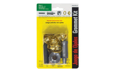 Lord & Hodge 1/2" Brass Grommet Kit for replacement or repairs in canvas or plastic. Instructions included. Tools with kit: Cutting block, hole cutter, inserting punch & die. Great for vinyl & canvas, tents, sails, covers for boats, trailers, pools, flags & banners, etc. 1/2" ID grommets. Model 1073A-4. Made in USA.