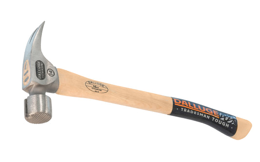 14 oz Titanium Dalluge hammer has a lightweight titanium head which provides a faster swing with less effort. Hammer provides faster & greater power at point of impact with less stress & arm fatigue, & has the "NaiLoc" magnetic nail holder. Mill waffle face. Curved Hickory hardwood handle. Model 7175. 698250071750