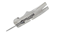 This 16 oz Dalluge Titanium hammer has a patented deep "V" head design which provides faster, greater power at point of impact with less stress & arm fatigue. Smooth Face Magnetic nail slot. Vaughan Mfg. 698250071828. Vaughan Titanium Hammer. Hickory hardwood handle. Dalluge "DDT 16P" Hammer. Model No 7182. 