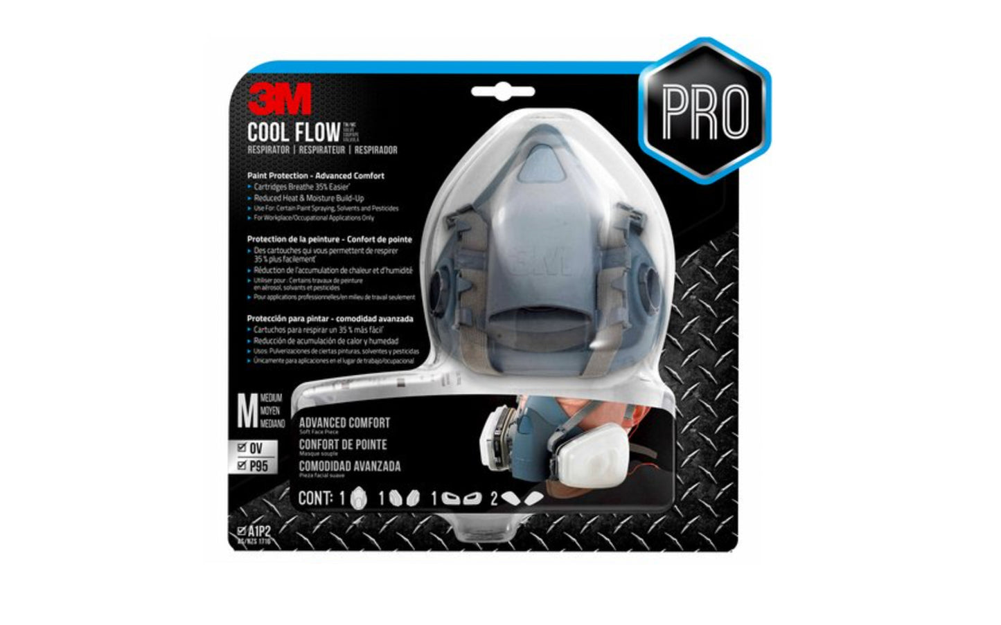 3M Professional Paint Respirator 7512. 3M Model 7512PA1-A-PS. Designed for use for certain paint spraying, solvents & pesticides. Niosh-Approved 5P71 P95 Rated Filters For At Least 95% Filtration Efficiency Against Solids & Liquid Aerosols, As Well As Oil-Based Particulates. 7512 Drop Down Respirator Mask. 051131527652