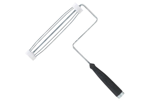 This 9" Metal Roller Frame handle fits standard 9" roller covers for painting or staining, etc. 5-wire cage frame with 1/4" metal wire shank. Tough plastic handle is threaded & reinforced with a metal ferrule. 009326787350