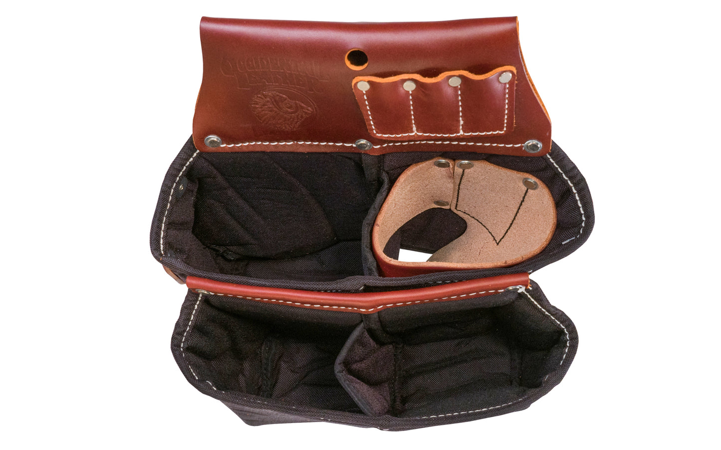 Occidental Leather Impact Screw Gun Drill Bag ~ Model 8068 - This bag by Occidental Leather has two compartments, one is a gun holster plus pouch suitable for tools & quick release clamps used in metal stud work. For the right side, holster is suitable for cordless drills or screw guns. Made of Nylon & genuine Leather