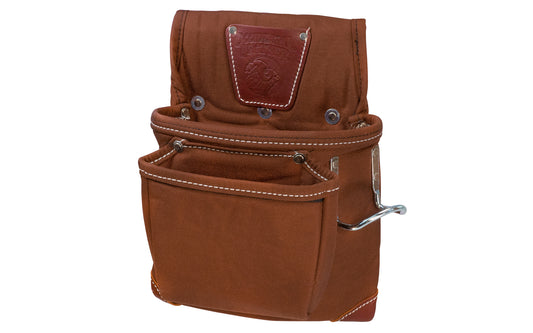Occidental Leather's Rough Framer's lightweight all-nylon two pouch tool bag with leather reinforced corners. Leather sleeve for clip-on tape or upper bag. Includes metal hammer holder. Model 8382 - Nylon material with a foam core - 11 total pockets & tool holders - Great for hammers, pencils, utility knife, & chisels