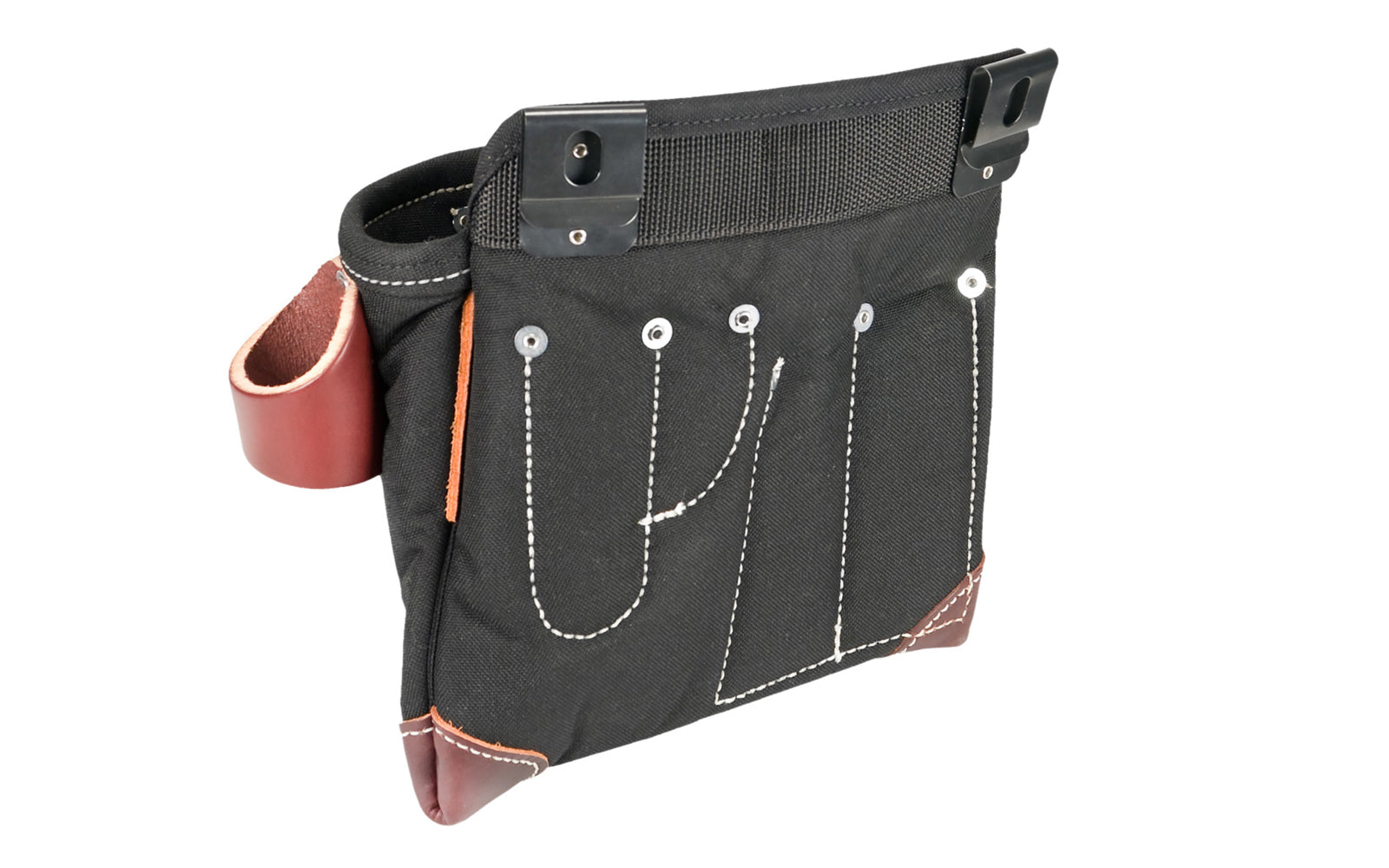 Occidental Leather Builders' Vest Clip On Tool Bag ~ Model 8517 - Occidental Leather clip-on tool bag features holders for pencils, work knife, chisel, level, lumber crayon, plus a heavy duty hammer loop. Designed to fit the Builders' Vest No. 2535. Made of industrial nylon material & genuine leather. 759244275308