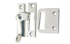 Vintage-style Hardware · Traditional Solid Brass Casement Lever Latch ~ Left Hand Operation. Durable strong pivot for sturdy operation. Locks & tightens casement window frames or small cabinet doors. Polished Nickel Finish.