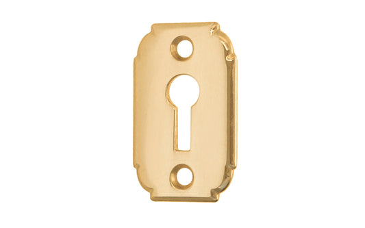 Vintage-style Hardware ~ An elegant keyhole piece made of solid forged brass material. It measures 1/16" in thickness for a durable & tough plate. Great for doors, cabinets, drawers, & furniture. Unlacquered Brass (will patina over time). Non-lacquered brass. Un-lacquered brass.
