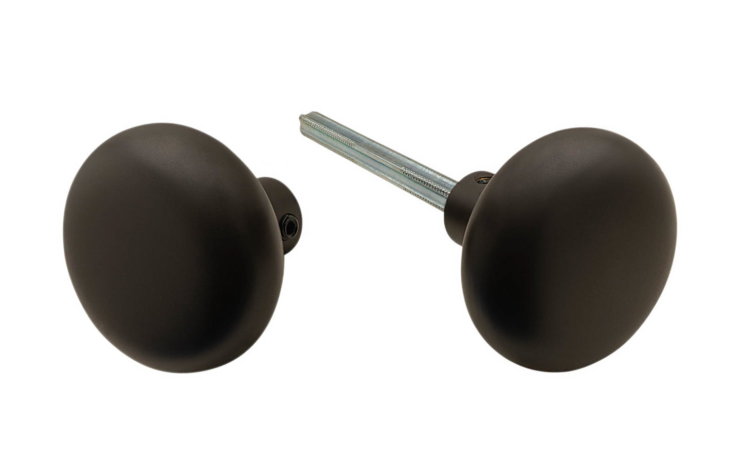 Pair of Traditional & Classic Brass Smooth Design Doorknobs with spindle. Quality hollow core wrought brass doorknobs with an attractive circle-ring design. Reproduction Brass Door Knobs. Traditional Brass Knobs with Spindle. Oil Rubbed Bronze Finish.