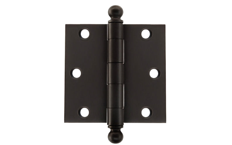 Vintage-style Hardware · Pair of Classic Ball-Tip Door Hinges ~ 3" x 3" size. High Quality Architectural grade hinges are replicas of old Stanley hinges with square corners. Reproduction Ball Tip Door Hinges. Removable Pins. Oil Rubbed Bronze Finish.