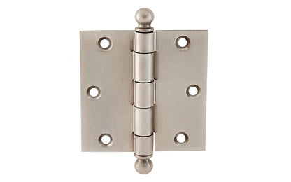 Vintage-style Hardware · Pair of Classic Ball-Tip Door Hinges ~ 3-1/2" x 3-1/2" size. High Quality Architectural grade hinges are replicas of old Stanley hinges with square corners. Reproduction Ball Tip Door Hinges. Removable Pins. Brushed Nickel Finish.