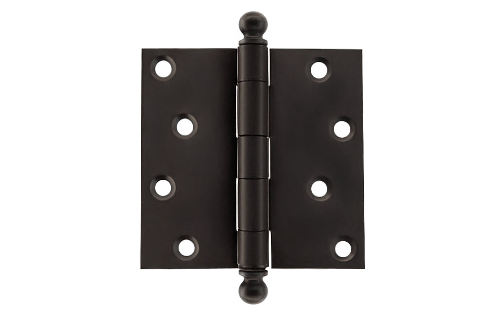Vintage-style Hardware · Pair of Classic Ball-Tip Door Hinges ~ 4" x 4" size. High Quality Architectural grade hinges are replicas of old Stanley hinges with square corners. Reproduction Ball Tip Door Hinges. Removable Pins. Oil Rubbed Bronze Finish.