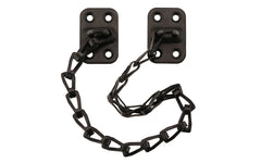 Classic & traditional sturdy transom window chain with solid steel mounting bases. The 12" long chain is made of steel material with a plated finish. Oil Rubbed Bronze Finish. Steel Base. Secures transom or in-swing windows.