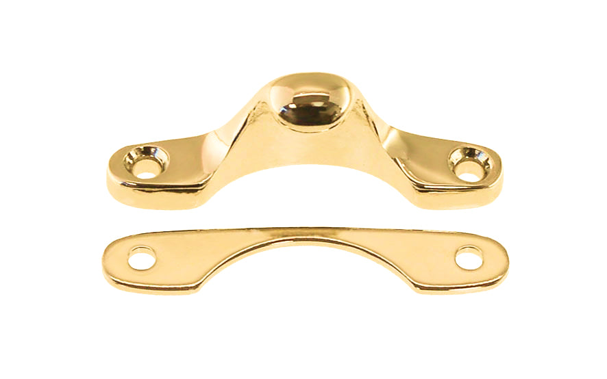 Solid brass strike catch & shim for sash locks on sash or hung windows. Strong sash lock catch is formed of solid brass, making it durable. Includes a 1/16" shim in the exact shape of the base for elevation of the strike if needed. Lacqeured Brass Finish.