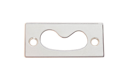 Vintage-style Hardware · A high quality solid brass strike for sash window locks. This well-made catch is formed of solid brass, making it strong & durable. This strike catch is designed for use with our Classic Solid Brass Sash Lock. 2-1/2"  x  1-1/8" strike size. 1/16" thickness. Flush Sash Window Strike. Polished Nickel Finish.