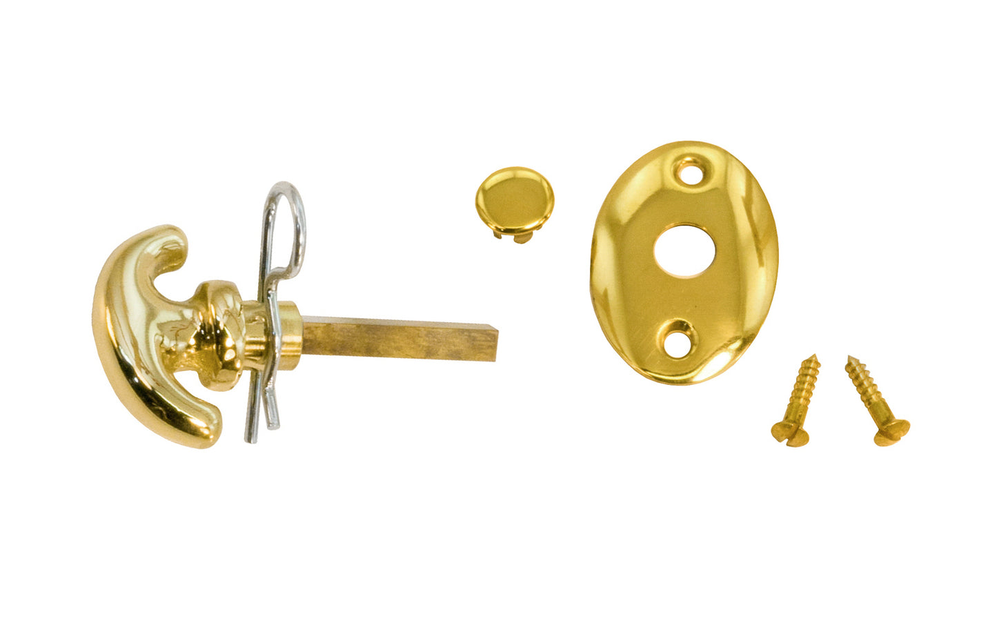 Traditional classic emergency release thumbturn Key & oval plate with 3/16" square spindle shaft. Thumb Turn Key provides outside emergency release for deadbolts, especially for the Classic Brass Interior Mortise Lock Set With Thumbturn. Emergency unlocking key. Deadbolt key for mortise locks. Vintage-style Hardware. Lacquered Brass