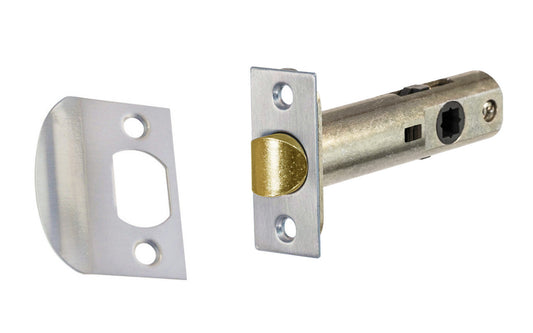 Classic Spring Latch for Doors (Passage) with 2-3/4" Backset. Designed for traditional doorknobs with square spindle shaft. Steel casing & solid brass plates. For vintage antique door knobs, or reproduction door knobs. For non-locking doors. Brushed Nickel Finish.