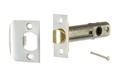 Classic Spring Latch for Doors (Privacy) with 2-3/4" Backset. Designed for traditional doorknobs with square spindle shaft. Steel casing & solid brass plates. For vintage antique door knobs, or reproduction door knobs. For locking doors. Polished Nickel Finish.